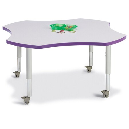 Jonti-Craft Berries Four Leaf Activity Table, Mobile, Freckled Gray/Purple/Gray 6453JCM004